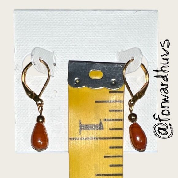 Bundle Sale 3 for $15 | Hand Crafted Teardrop Earrings – Reddish-Brown Beads - Picture 5 of 6